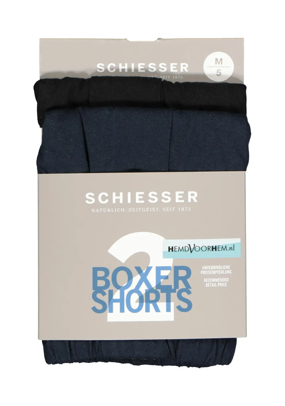 SCHIESSER Cotton Essentials boxershorts wijd (2-pack), tricot, zwart en donkerblauw