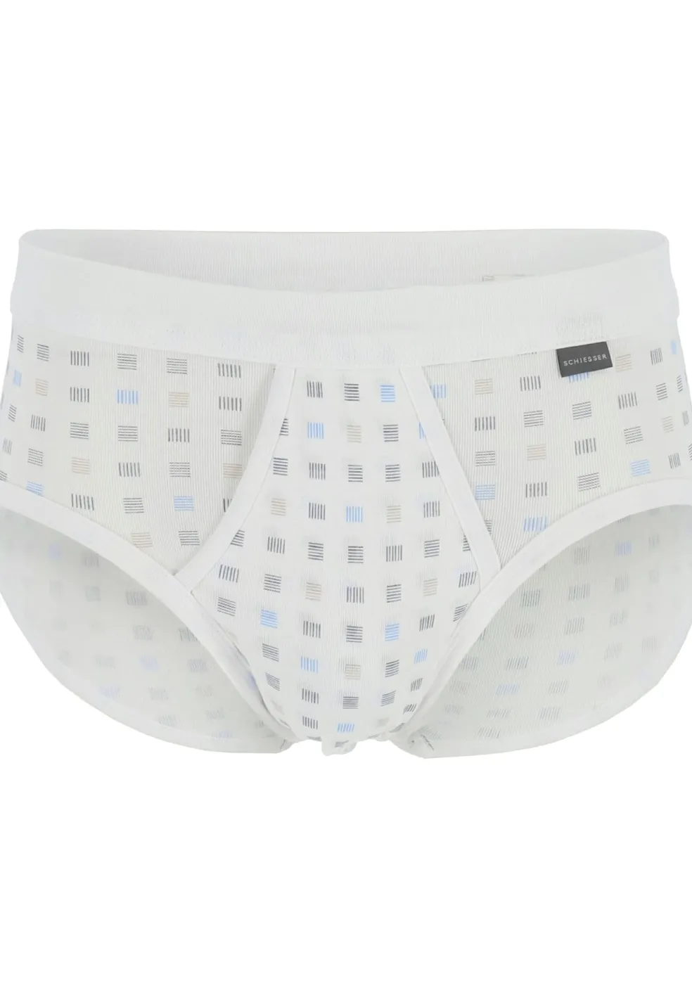SCHIESSER Cotton Essentials sportslips (2-pack), Feinribb met gulp, wit geblokt