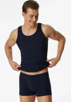 SCHIESSER Cotton Essentials singlet (2-pack), heren onderhemden navy blauw