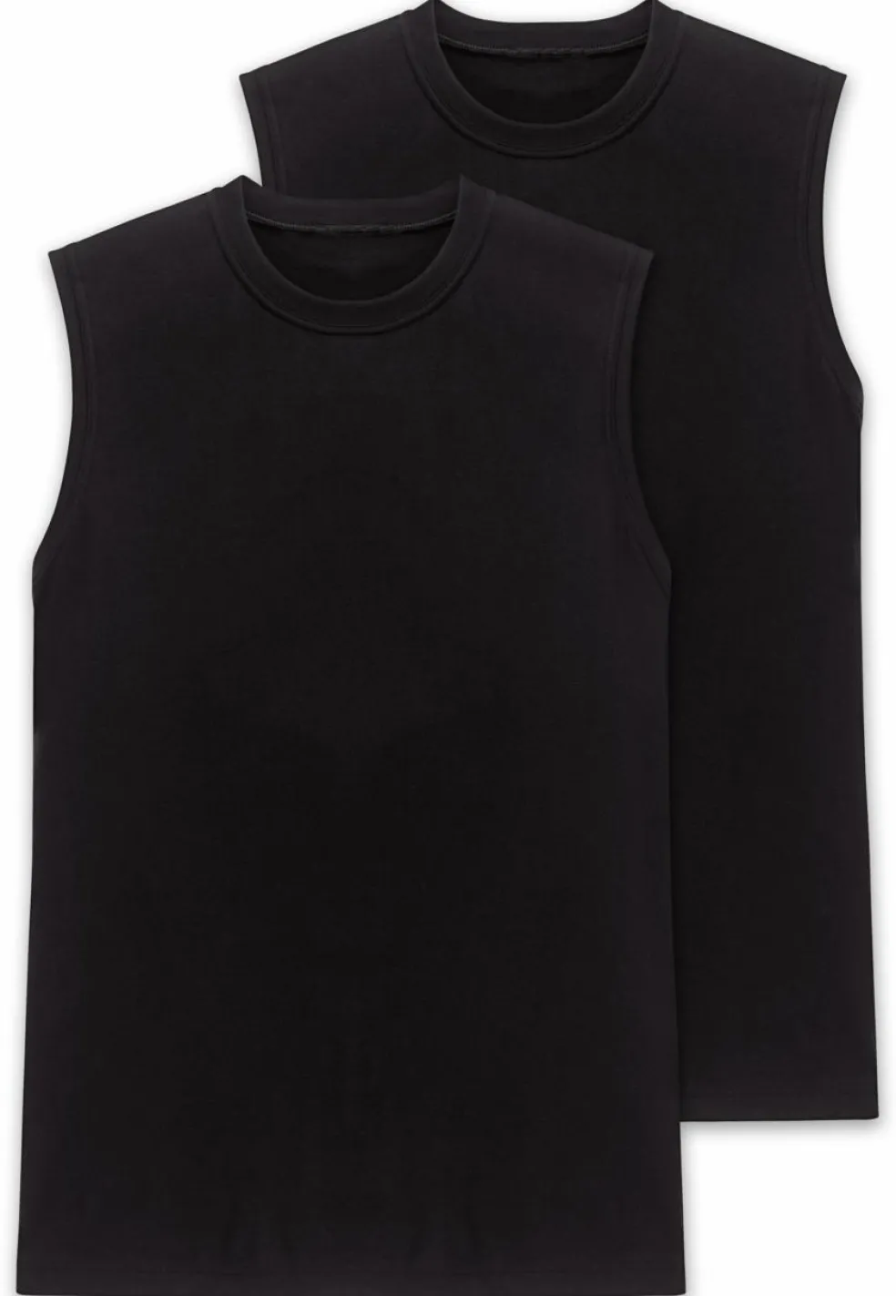 SCHIESSER Cotton Essentials singlet (2-pack), heren shirt mouwloos, muscle shirt zwart