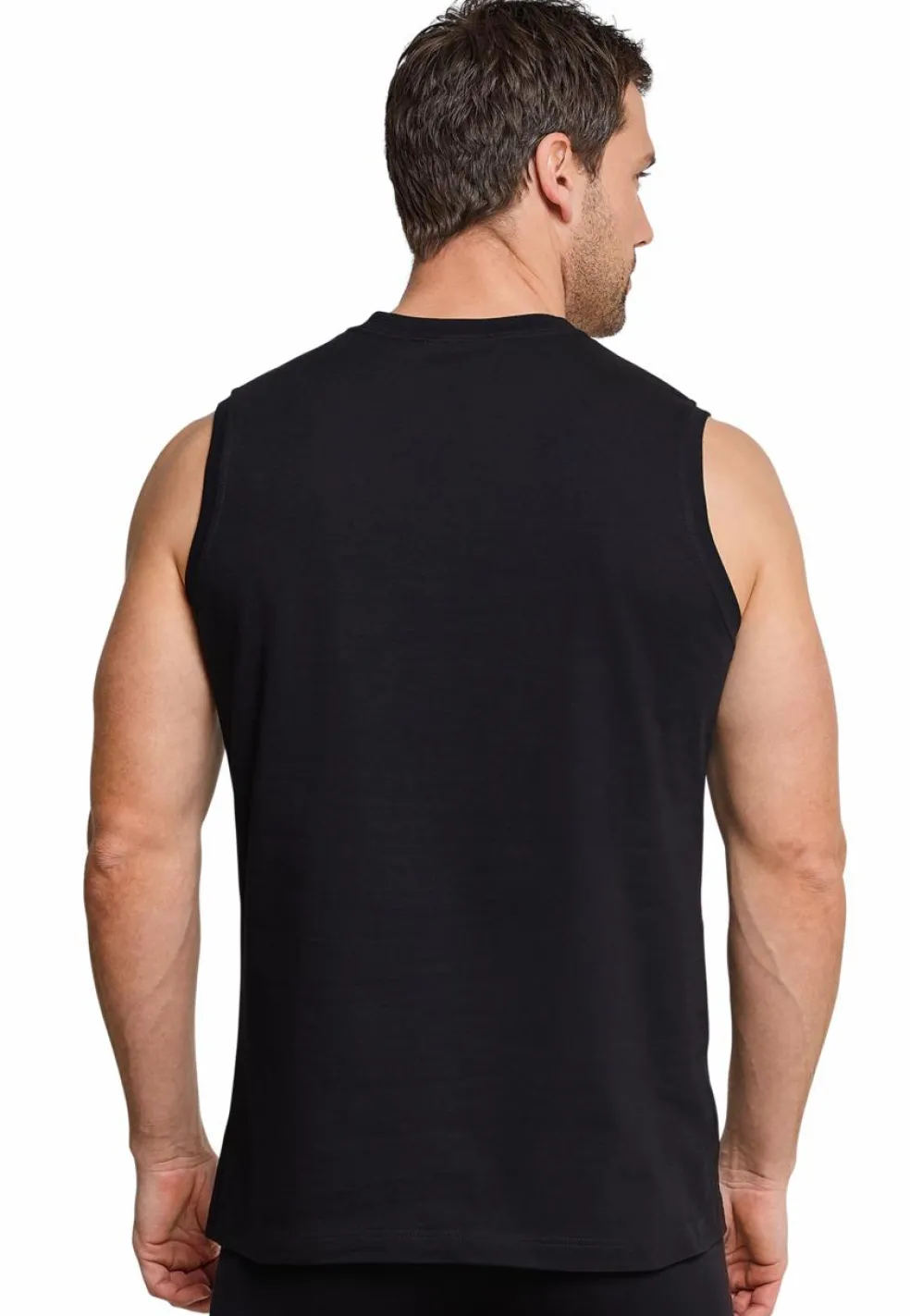 SCHIESSER Cotton Essentials singlet (2-pack), heren shirt mouwloos, muscle shirt zwart