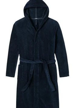 SCHIESSER dames badjas, dik badstof, capuchon, donkerblauw