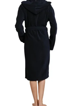 SCHIESSER dames badjas, dik badstof, capuchon, donkerblauw
