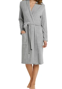 SCHIESSER dames badjas, dun badstof, grijs melange