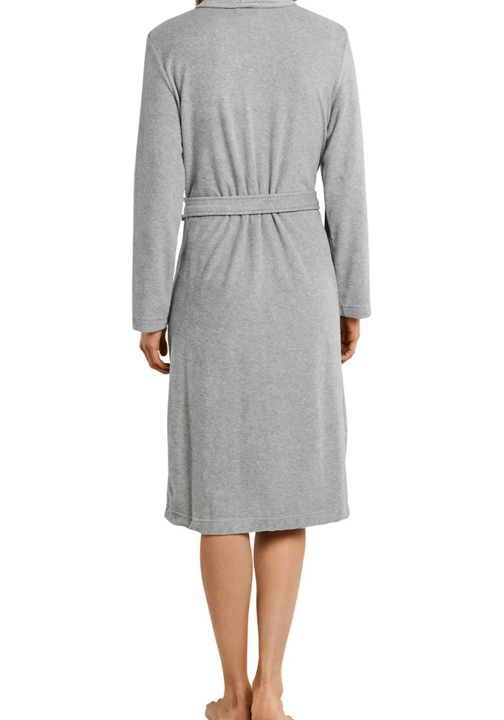 SCHIESSER dames badjas, dun badstof, grijs melange