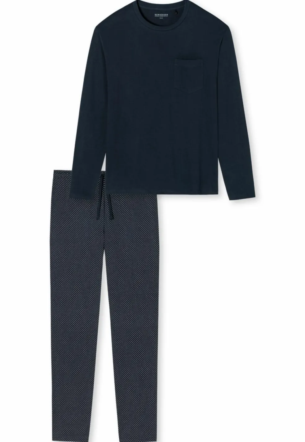 SCHIESSER Ebony pyjamaset, heren pyjama lang jersey blauw