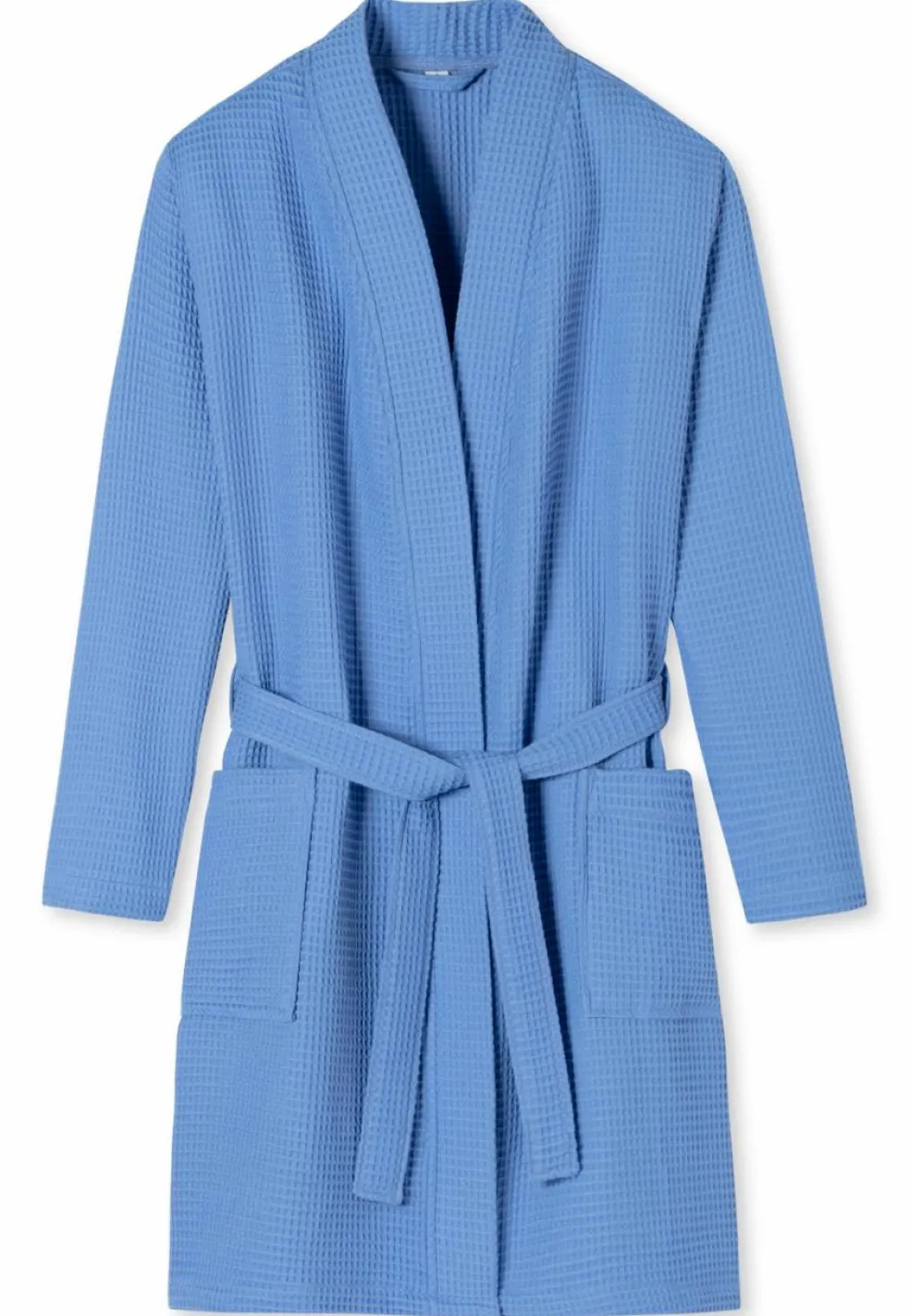 SCHIESSER Essentials badjas, dames badjas wafelpique blauw