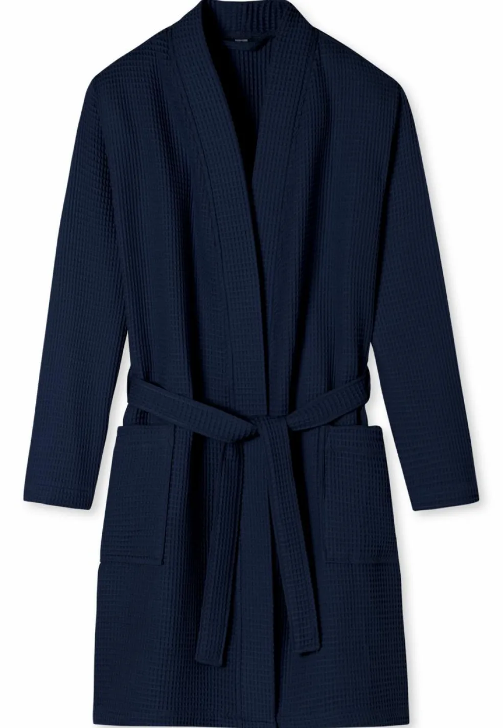 SCHIESSER Essentials badjas, dames badjas wafelpique donkerblauw