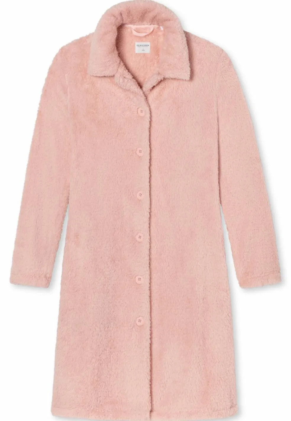 SCHIESSER Essentials badjas, dames teddyfleece kamerjas roze