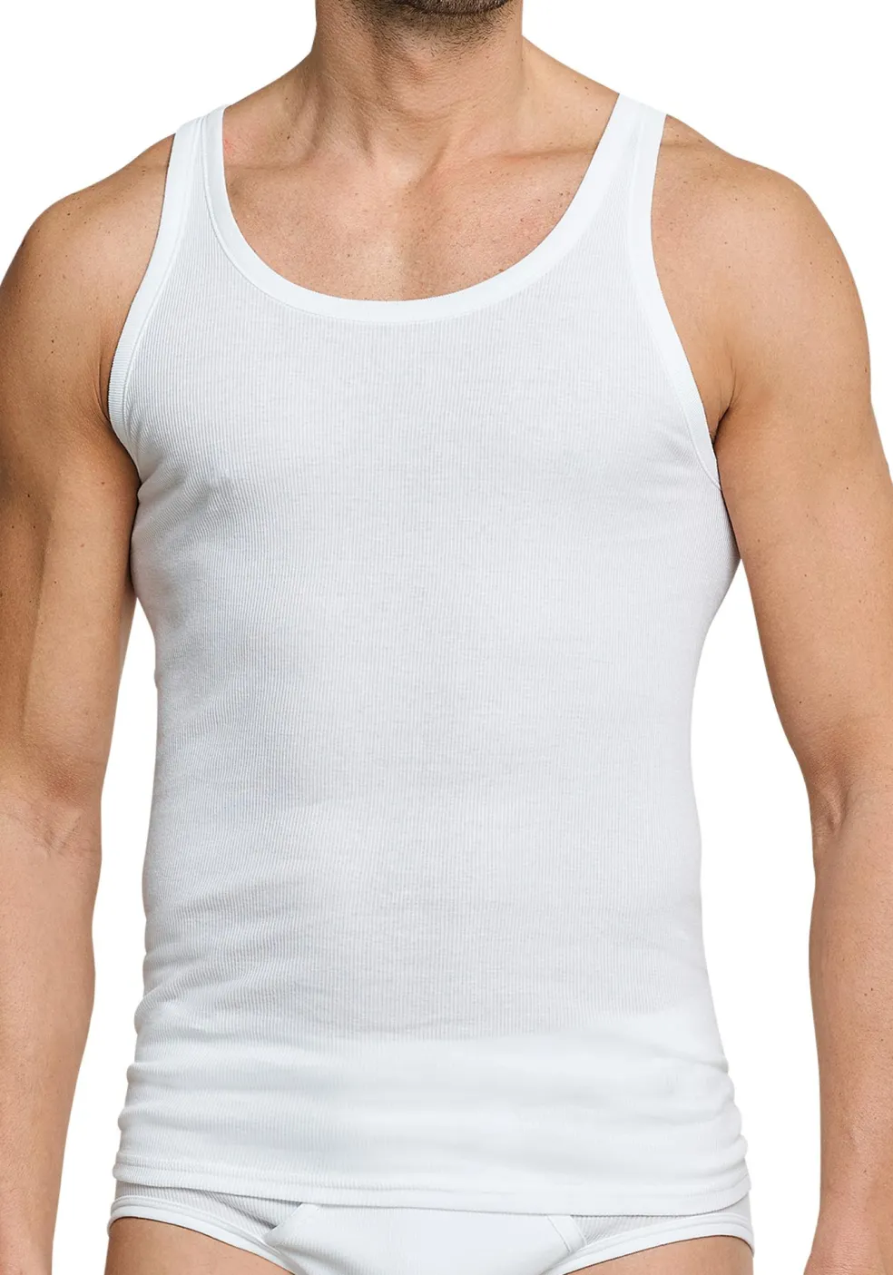 SCHIESSER Essentials singlets (2-pack), Doppelribb, wit