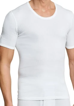 SCHIESSER Essentials T-shirt (1-pack), Feinribb met O-hals, wit