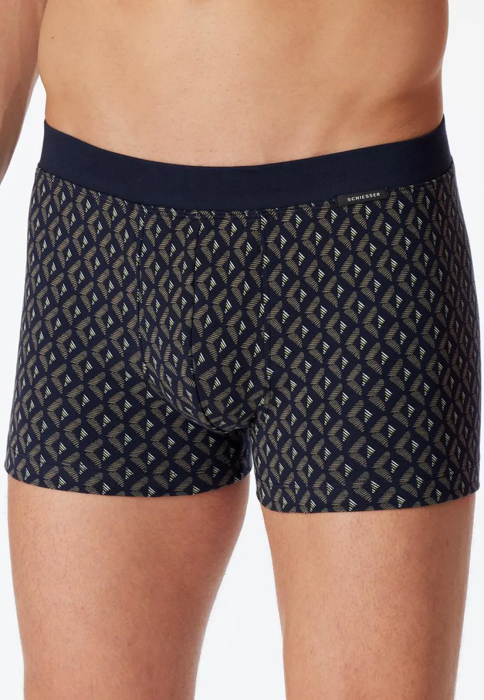 SCHIESSER Fine Interlock boxer (1-pack), heren short fijn gedessineerd bruin-grijs