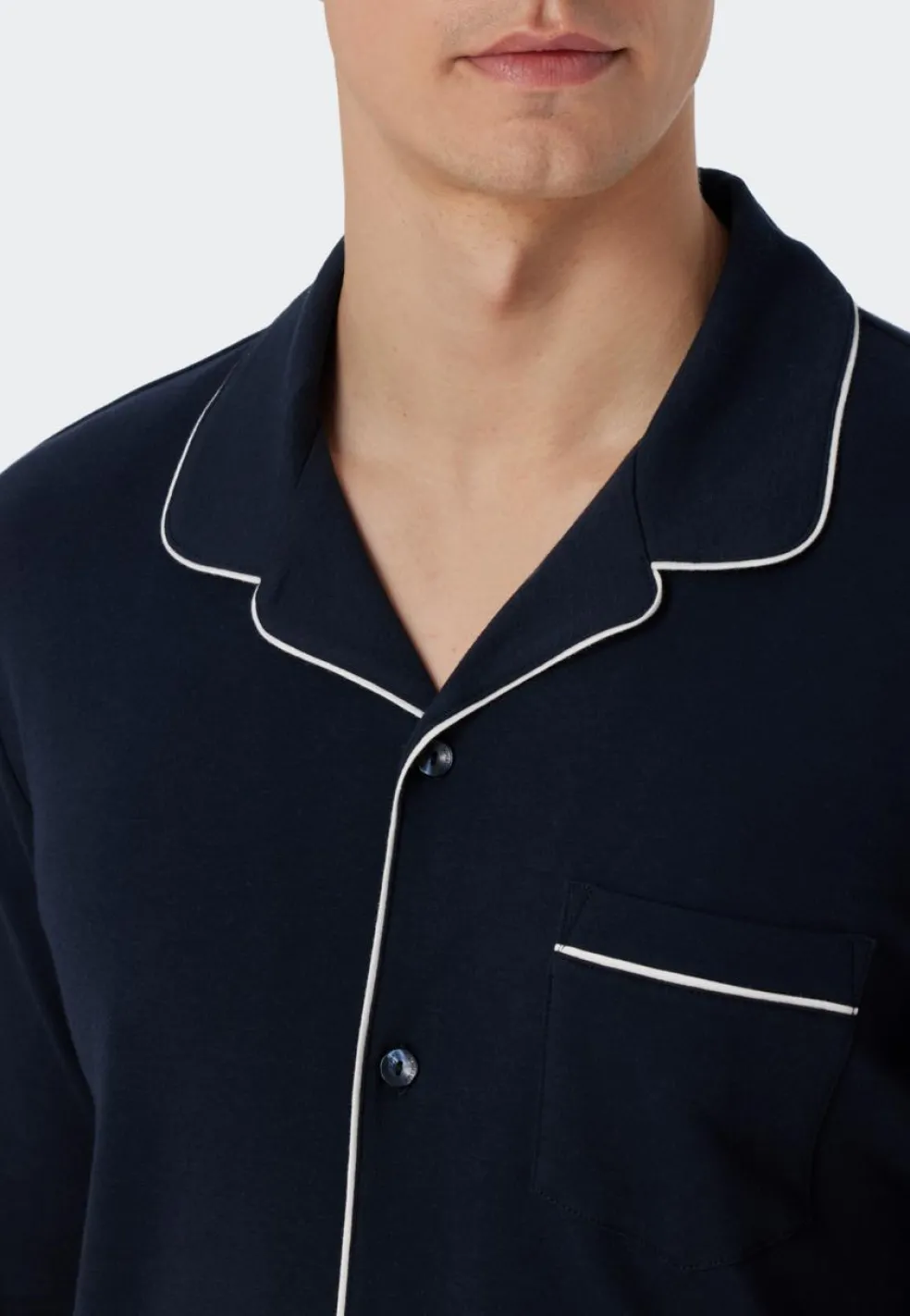 SCHIESSER Fine Interlock pyjamaset, heren pyjama lang interlock donkerblauw