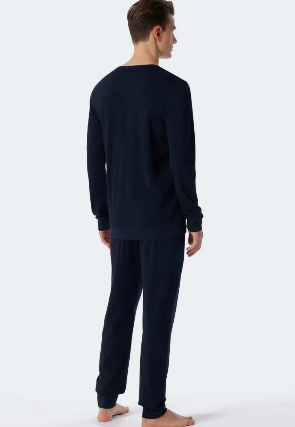 SCHIESSER Fine Interlock pyjamaset, heren pyjama lang interlock donkerblauw