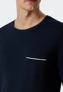 SCHIESSER Fine Interlock pyjamaset, heren pyjama lang interlock donkerblauw