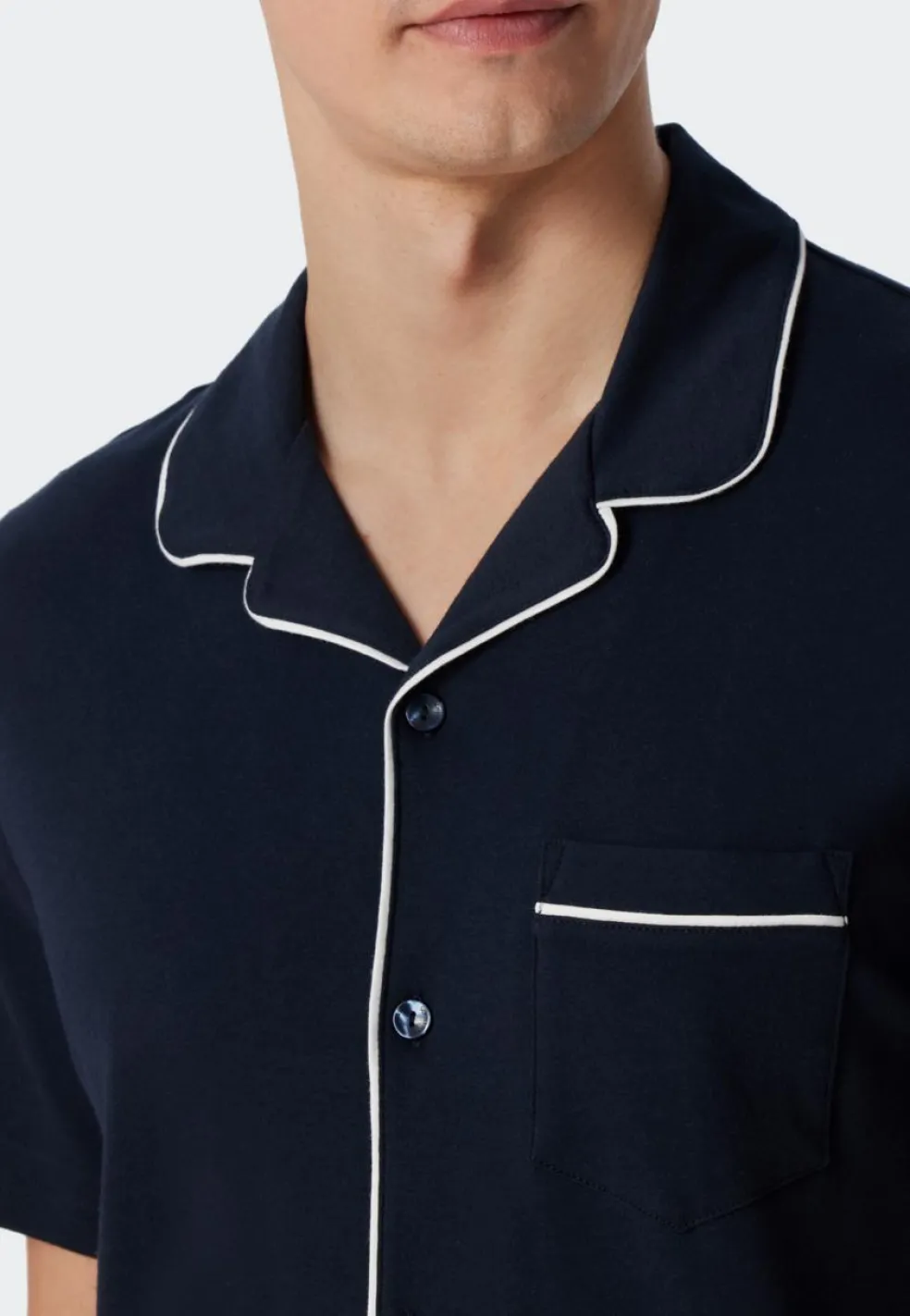SCHIESSER Fine Interlock shortamaset, heren shortama interlock donkerblauw