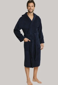 SCHIESSER heren badjas, dik badstof, blauw