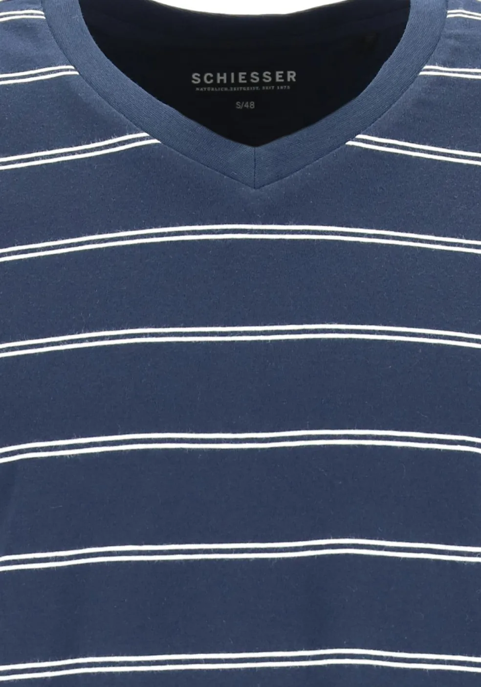 SCHIESSER heren pyjama, V-hals, blauw met wit gestreept