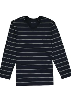 SCHIESSER heren pyjama, V-hals, blauw met wit gestreept