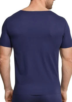 SCHIESSER Laser Cut T-shirt (1-pack), naadloos met diepe V-hals, donkerblauw