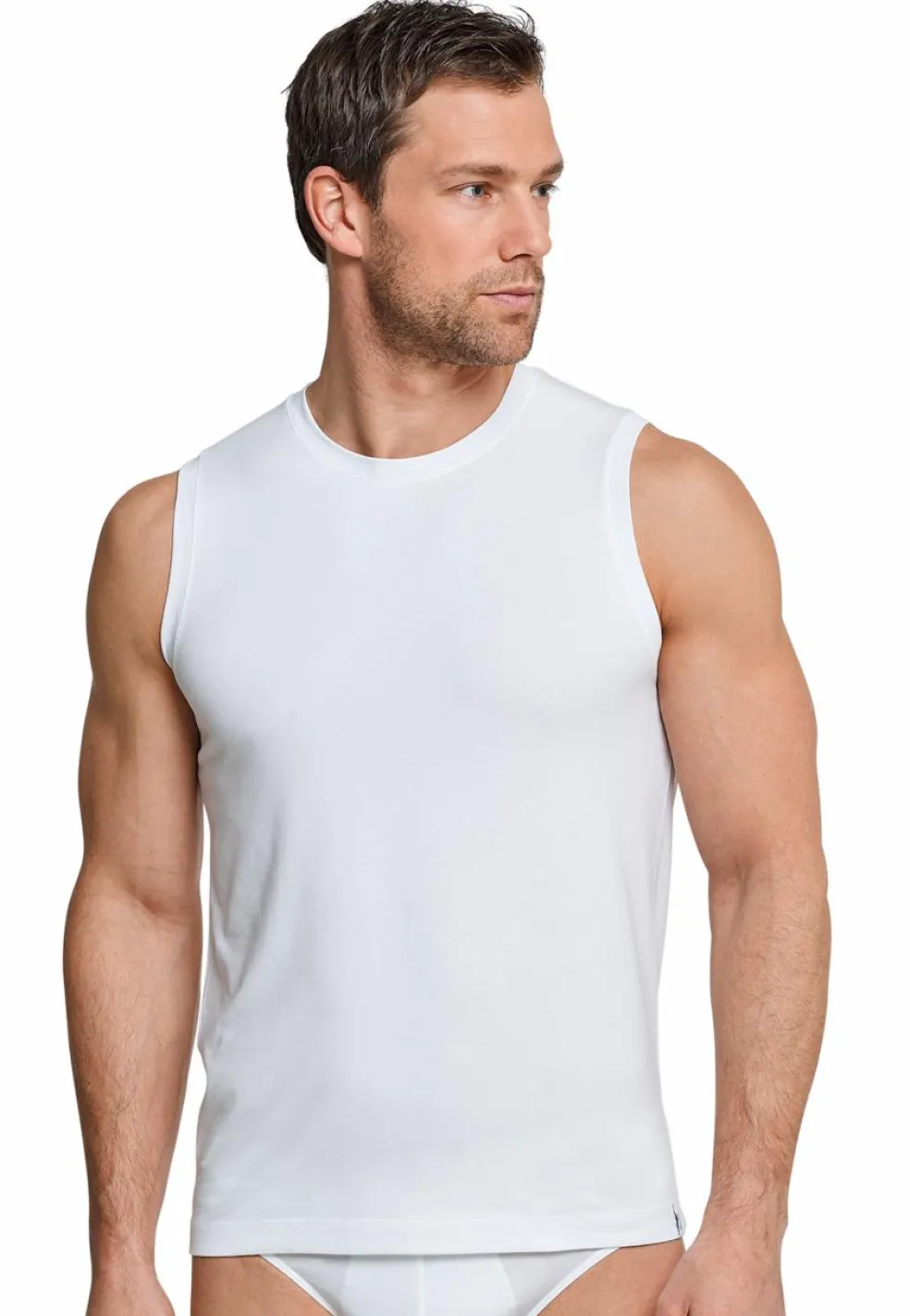 SCHIESSER Long Life Soft singlet (1-pack), heren onderhemd modieuze snit wit