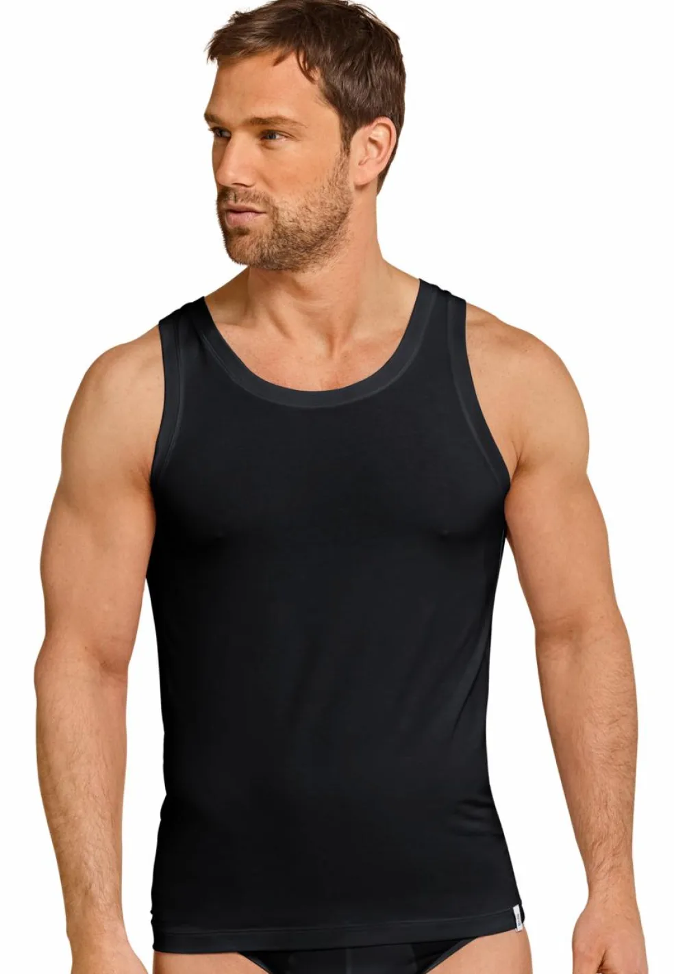 SCHIESSER Long Life Soft singlet (1-pack), heren shirt blauwzwart