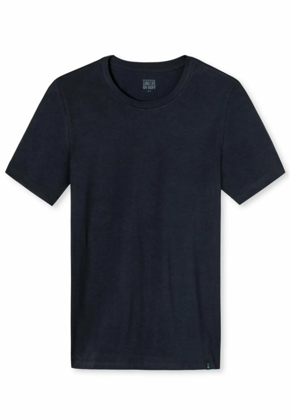 SCHIESSER Long Life Soft T-shirt (1-pack), heren shirt korte mouwen jersey elastisch ronde hals blauw-zwart