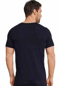 SCHIESSER Long Life Soft T-shirt (1-pack), heren shirt korte mouwen jersey elastisch ronde hals blauw-zwart