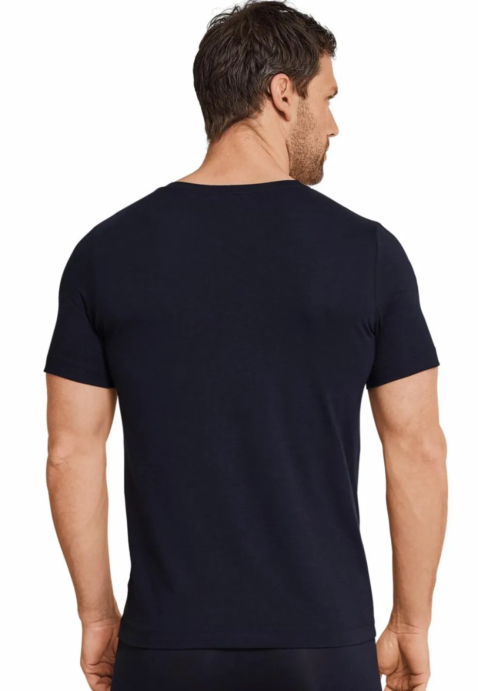 SCHIESSER Long Life Soft T-shirt (1-pack), heren shirt korte mouwen jersey elastisch ronde hals blauw-zwart