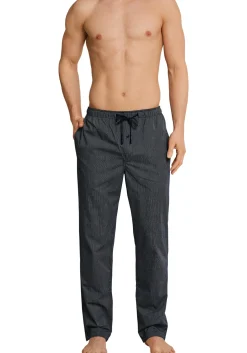 SCHIESSER Mix+Relax lounge broek, lange pijpen, dun niet elastisch, blauw fijn gestreept