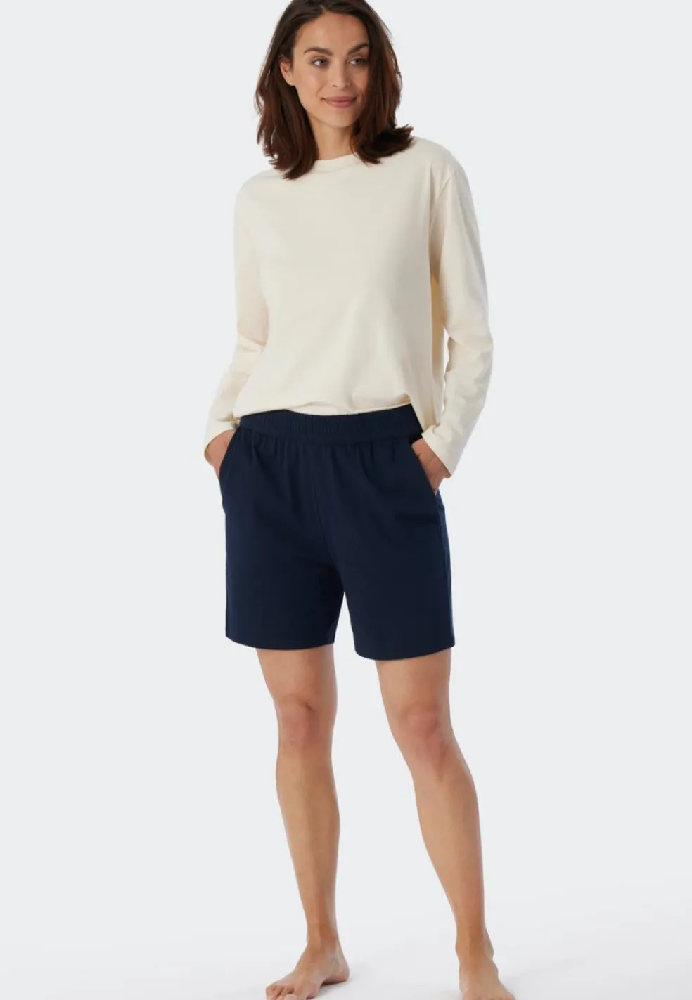 SCHIESSER Mix+Relax loungebroek kort, dames broek kort donkerblauw