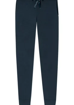 SCHIESSER Mix+Relax loungebroek lang, dames loungebroek lang modal boordjes blauw
