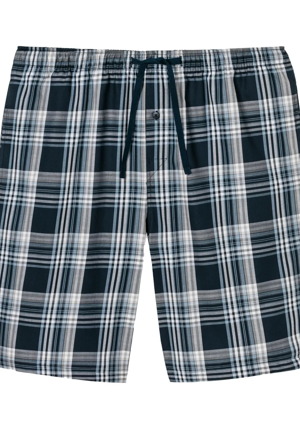 SCHIESSER Mix+Relax lounge broek, korte pijpen, dun niet elastisch, blauw geruit