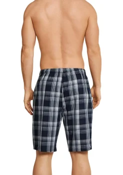 SCHIESSER Mix+Relax lounge broek, korte pijpen, dun niet elastisch, blauw geruit