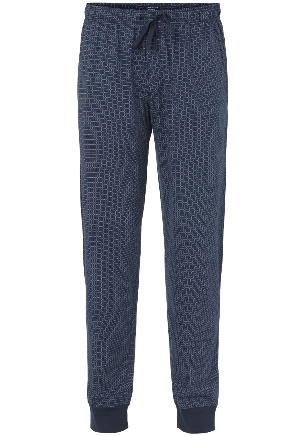 SCHIESSER Mix+Relax lounge broek, lange pijpen met boord, dun, blauw geruit