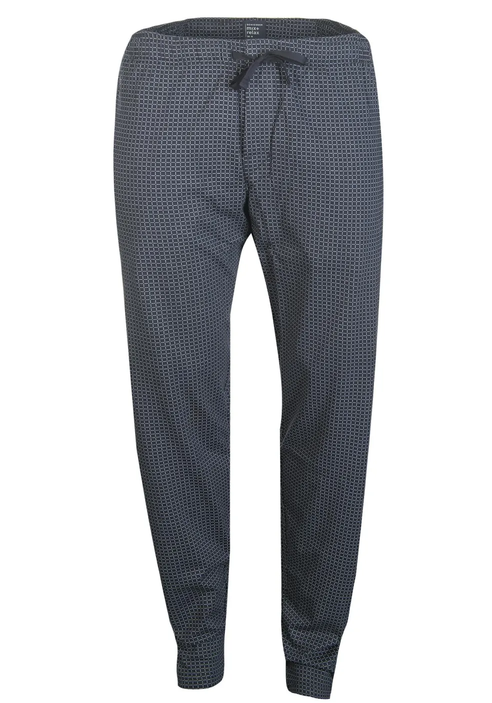 SCHIESSER Mix+Relax lounge broek, lange pijpen zonder boord, dun, blauw geruit