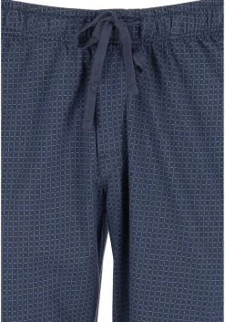 SCHIESSER Mix+Relax lounge broek, lange pijpen zonder boord, dun, blauw geruit