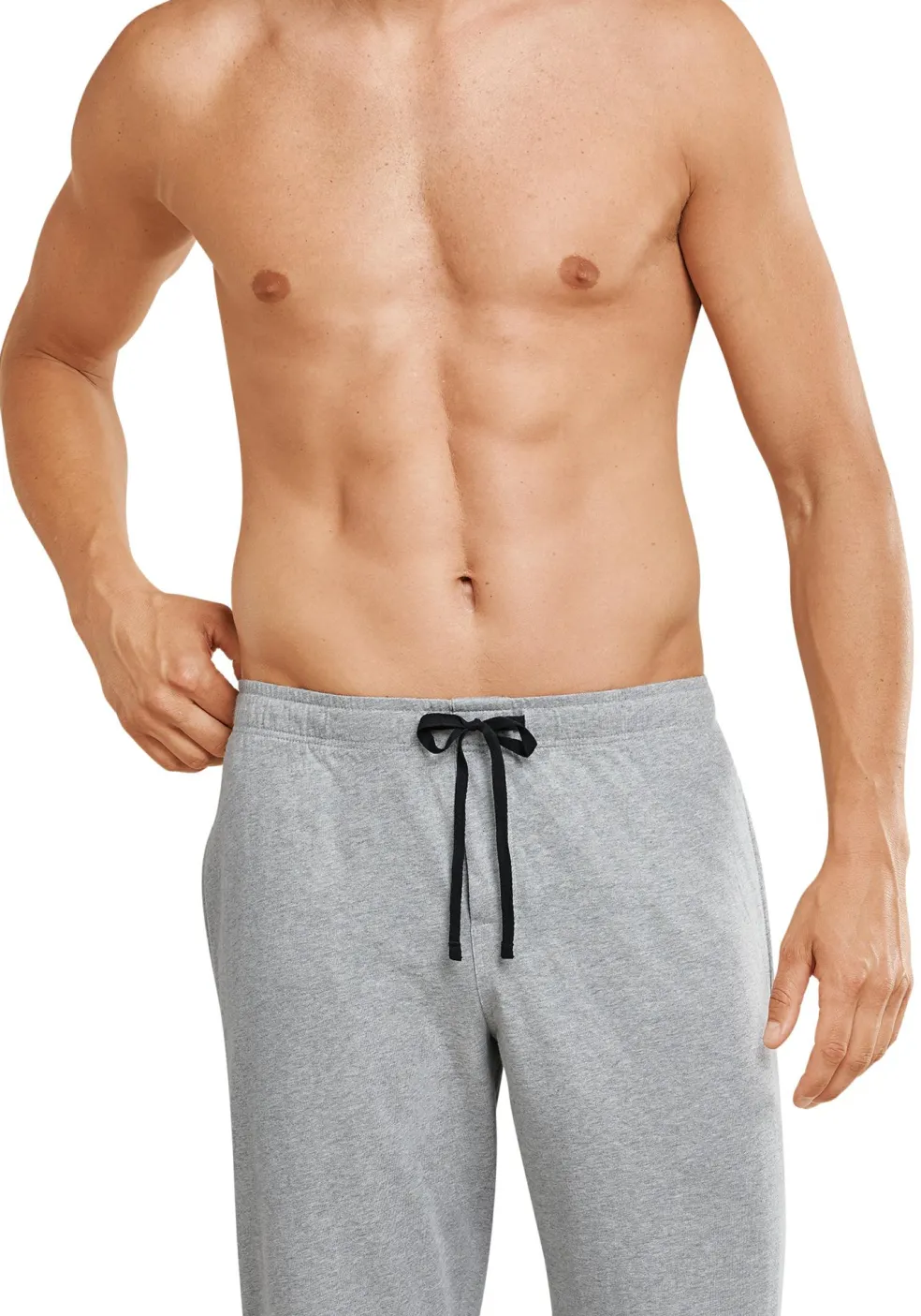 SCHIESSER Mix+Relax lounge broek, lange pijpen zonder boord, dun, grijs