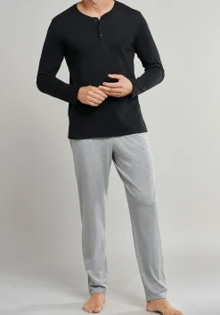SCHIESSER Mix+Relax lounge broek, lange pijpen zonder boord, dun, grijs