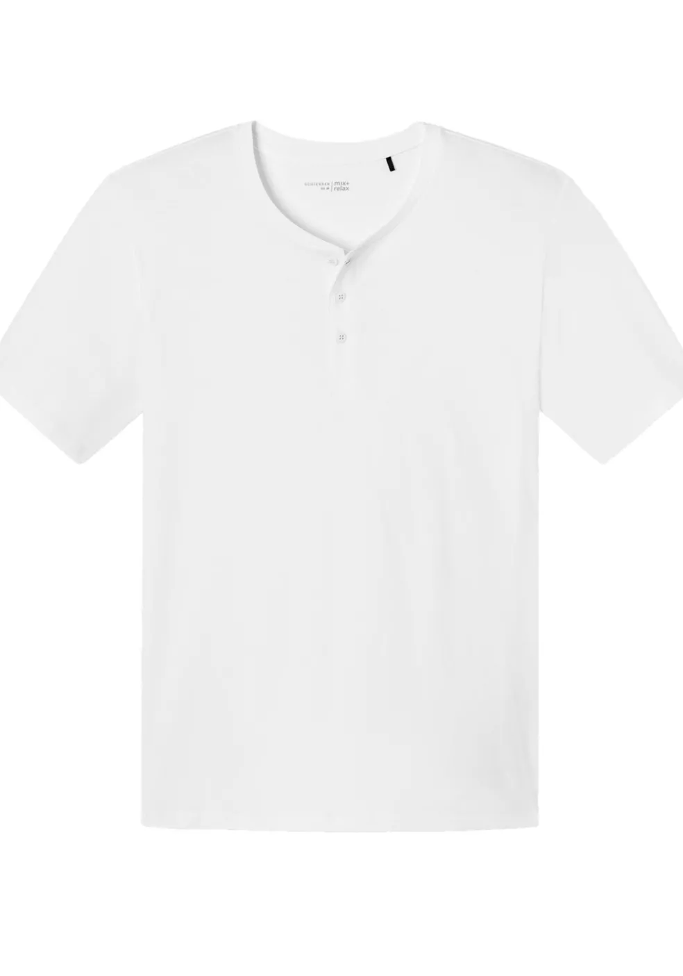 SCHIESSER Mix+Relax T-shirt, korte mouw O-hals met knoopjes, wit