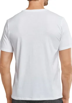 SCHIESSER Mix+Relax T-shirt, korte mouw O-hals met knoopjes, wit