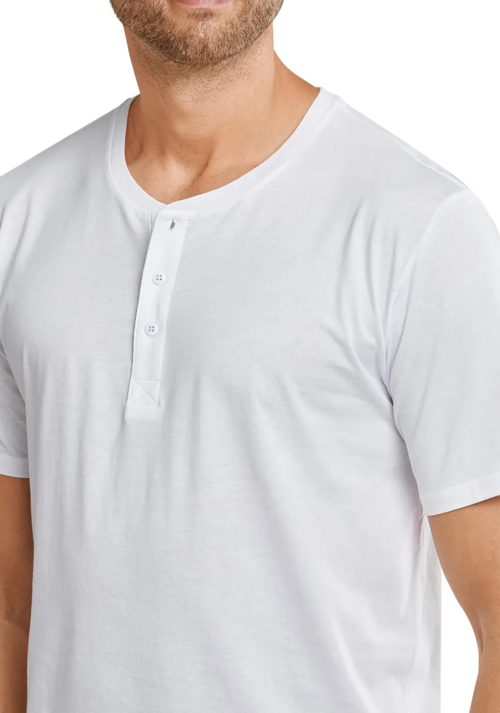SCHIESSER Mix+Relax T-shirt, korte mouw O-hals met knoopjes, wit