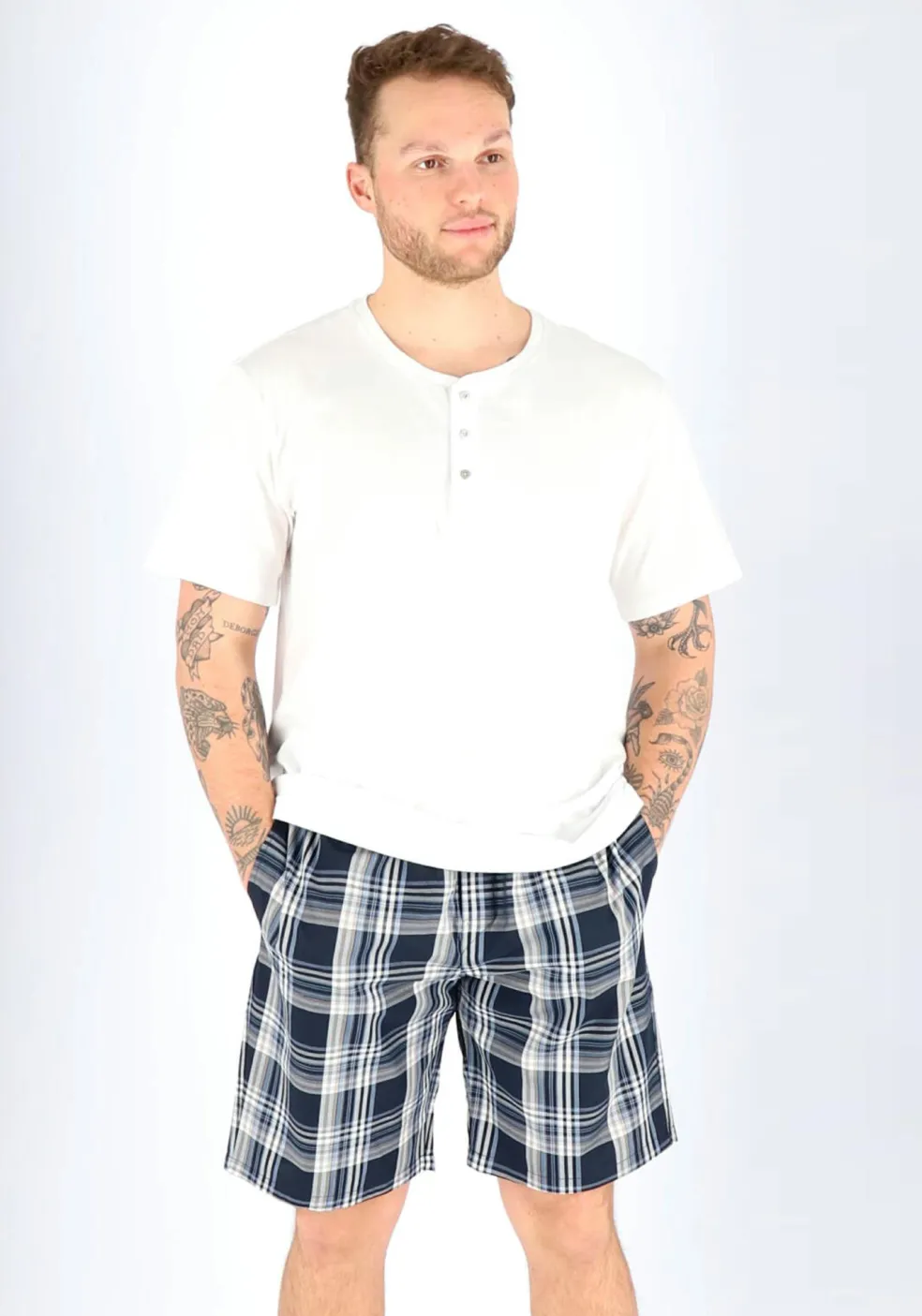 SCHIESSER Mix+Relax T-shirt, korte mouw O-hals met knoopjes, wit