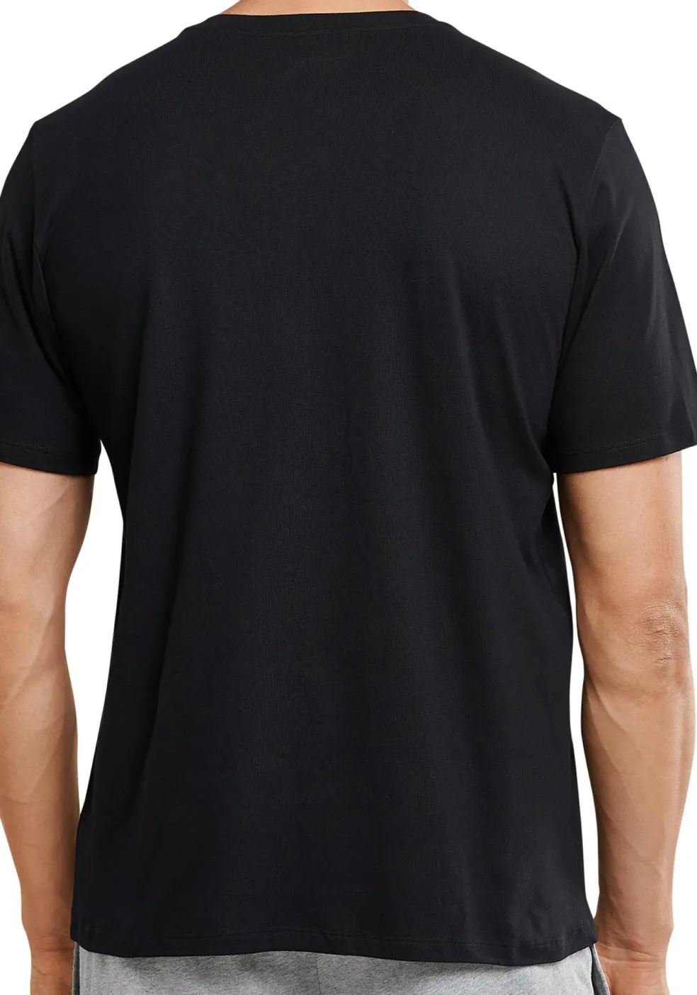 SCHIESSER Mix+Relax T-shirt, korte mouw O-hals met knoopjes, zwart