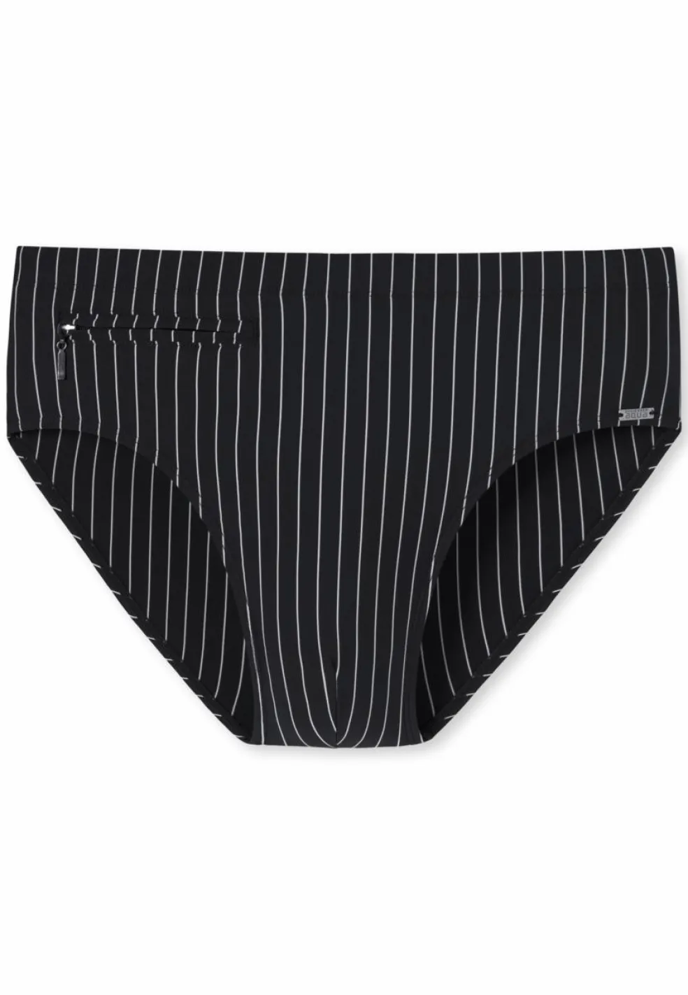 SCHIESSER Nautical Casual heren badkleding, zwemslip met ritszak breiwerk gerecycled strepen zwart
