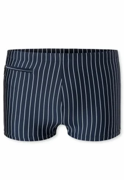 SCHIESSER Nautical Casual heren badkleding, zwembroek in retrostijl met zakje met ritssluiting, tricot gerecycled strepen admiraalblauw