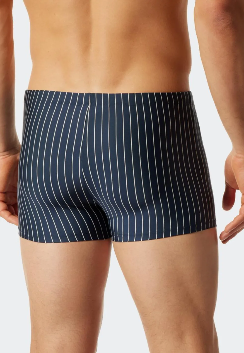 SCHIESSER Nautical Casual heren badkleding, zwembroek in retrostijl met zakje met ritssluiting, tricot gerecycled strepen admiraalblauw