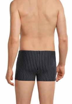SCHIESSER nautical casual heren badkleding, retro zwembroek met ritszakje gerecyclede tricot strepen zwart