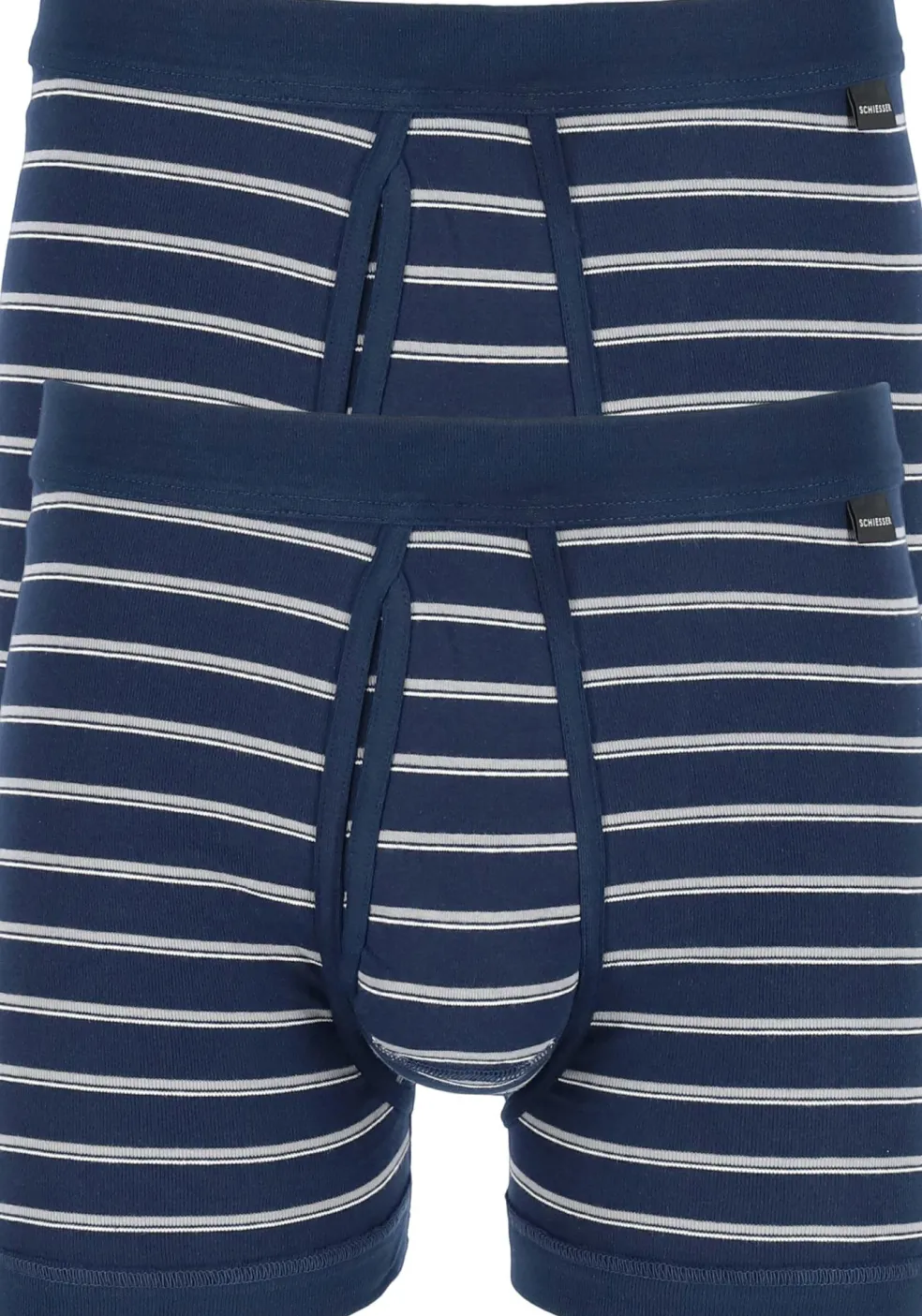 SCHIESSER Original Classics shorts (2-pack), Feinripp met gulp, blauw gestreept