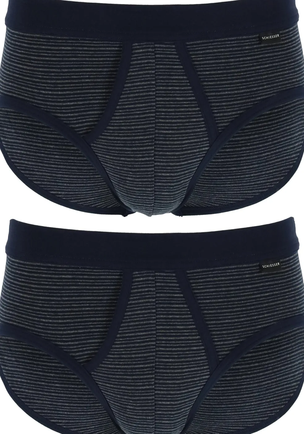 SCHIESSER Original Classics sportslips (2-pack), Feinripp met gulp, donkerblauw gestreept